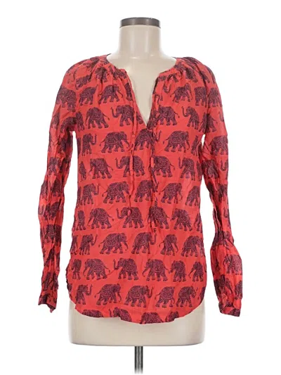 Pre-owned Jcrew Long Sleeve Blouse In Red