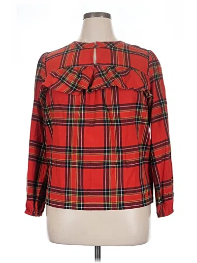 Pre-owned Jcrew Long Sleeve Blouse In Red