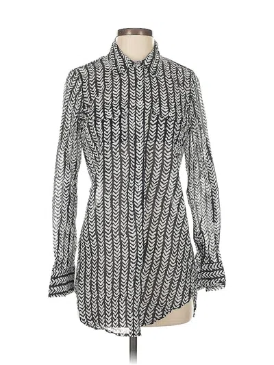 Pre-owned Jcrew Long Sleeve Blouse In Silver