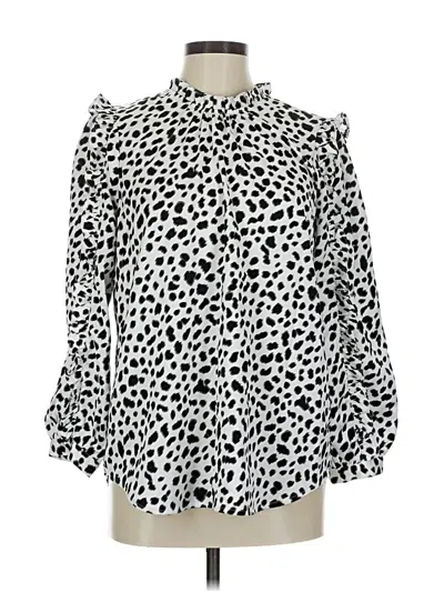Pre-owned Jcrew Long Sleeve Blouse In Silver
