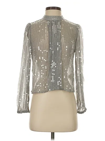 Pre-owned Jcrew Long Sleeve Blouse In Silver