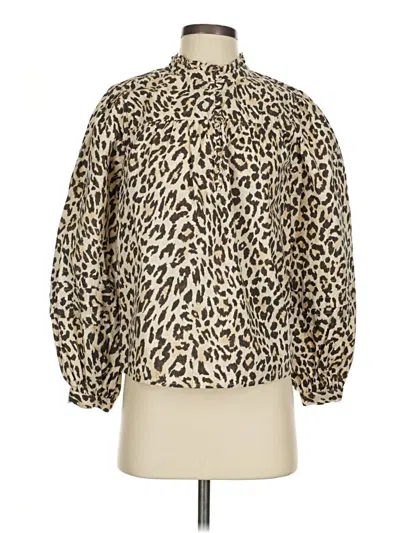 Pre-owned Jcrew Long Sleeve Blouse In Tan