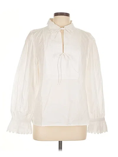 Pre-owned Jcrew Long Sleeve Blouse In White