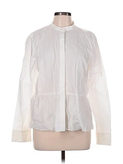 Pre-owned Jcrew Long Sleeve Blouse In White