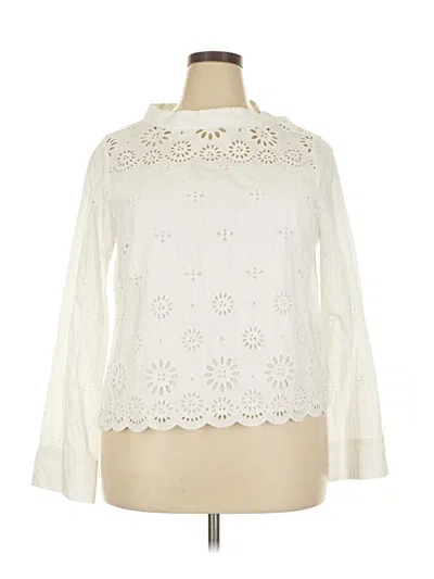 Pre-owned Jcrew Long Sleeve Blouse In White