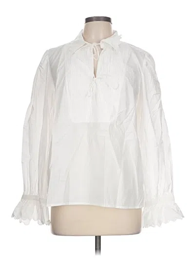 Pre-owned Jcrew Long Sleeve Blouse In White