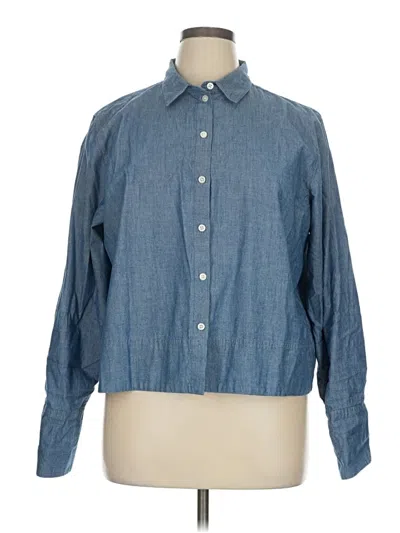 Pre-owned Jcrew Long Sleeve Button Down Shirt In Blue