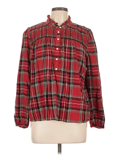 Pre-owned Jcrew Long Sleeve Button Down Shirt In Red