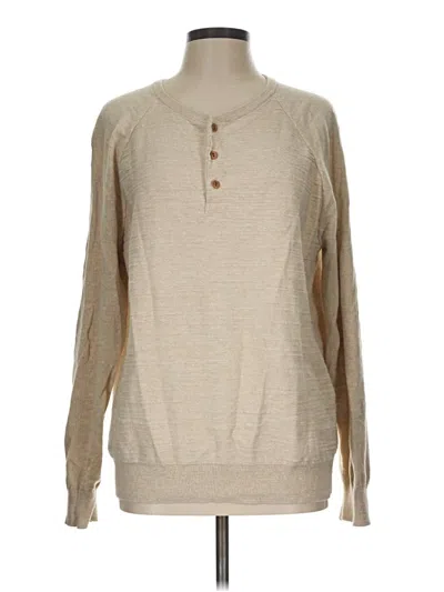 Pre-owned Jcrew Long Sleeve Henley Shirt In Tan