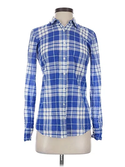 Pre-owned Jcrew Long Sleeve Polo Shirt In Blue