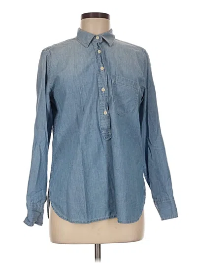 Pre-owned Jcrew Long Sleeve Polo Shirt In Blue