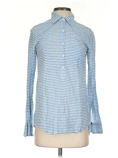 Pre-owned Jcrew Long Sleeve Polo Shirt In Blue