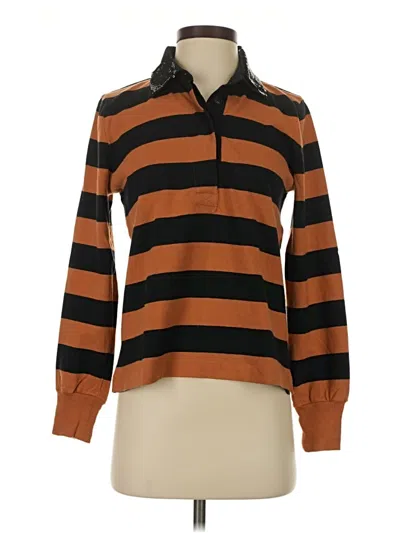 Pre-owned Jcrew Long Sleeve Polo Shirt In Brown