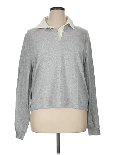 Pre-owned Jcrew Long Sleeve Polo Shirt In Gray