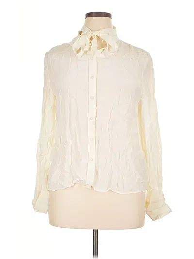 Pre-owned Jcrew Long Sleeve Polo Shirt In White