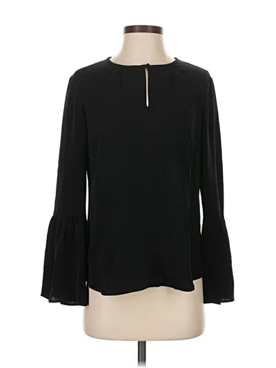 Pre-owned Jcrew Long Sleeve Silk Top Black Keyhole Neckline Tops