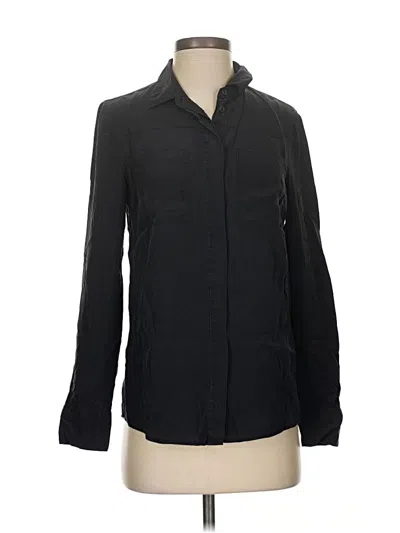 Pre-owned Jcrew Long Sleeve Silk Top Black Mock Neckline Tops