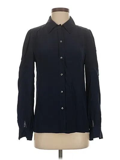 Pre-owned Jcrew Long Sleeve Silk Top Black Mock Neckline Tops