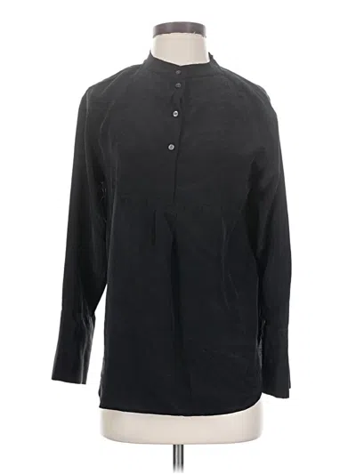 Pre-owned Jcrew Long Sleeve Silk Top Black Mock Neckline Tops