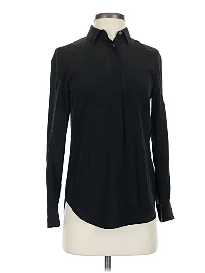 Pre-owned Jcrew Long Sleeve Silk Top Black Mock Neckline Tops
