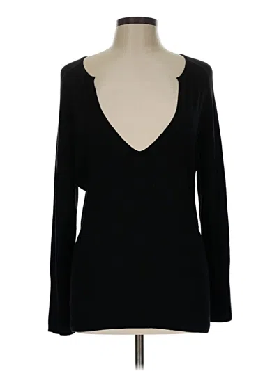 Pre-owned Jcrew Long Sleeve Silk Top Black Plunge Neckline Tops