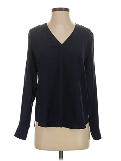 Pre-owned Jcrew Long Sleeve Silk Top Black V-neck Tops