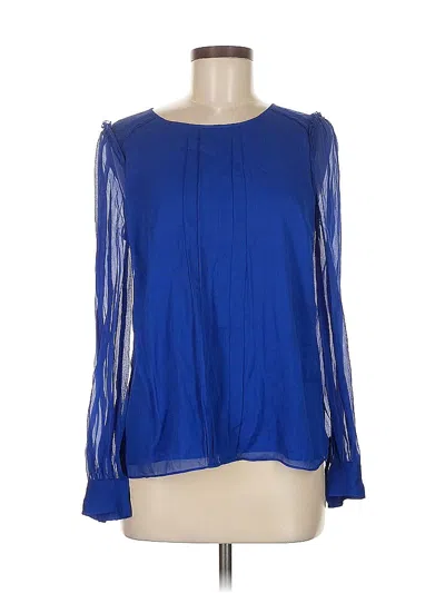Pre-owned Jcrew Long Sleeve Silk Top Blue Keyhole Neckline Tops