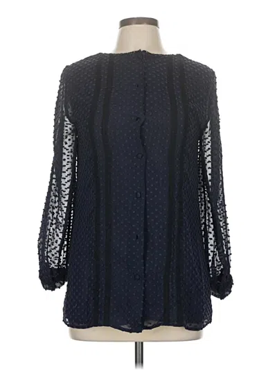 Pre-owned Jcrew Long Sleeve Silk Top Blue Keyhole Neckline Tops