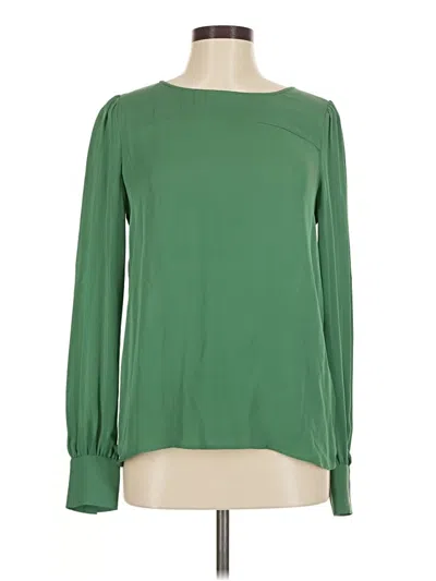 Pre-owned Jcrew Long Sleeve Silk Top Green Boatneck Tops