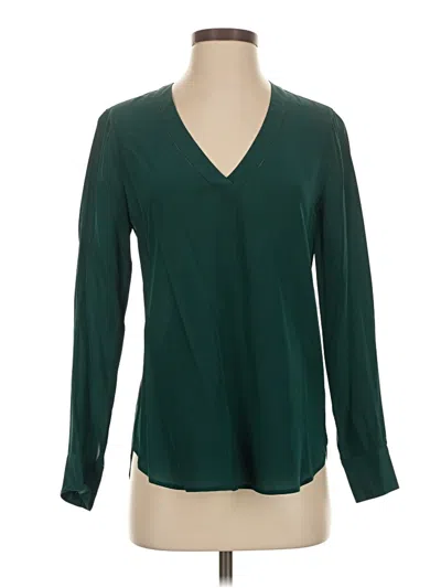 Pre-owned Jcrew Long Sleeve Silk Top Green V-neck Tops