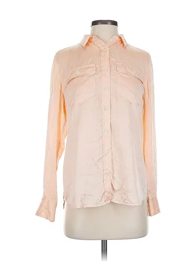 Pre-owned Jcrew Long Sleeve Silk Top Orange Collared Neckline Tops