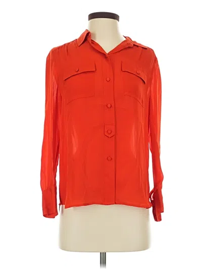 Jcrew Long Sleeve Silk Top Orange Cowl Neck Tops
