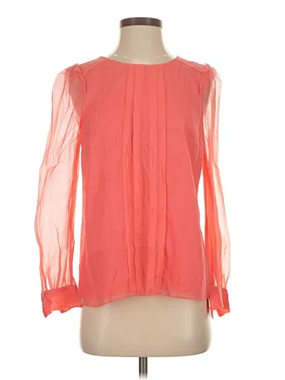 Pre-owned Jcrew Long Sleeve Silk Top Orange Keyhole Neckline Tops