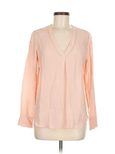 Pre-owned Jcrew Long Sleeve Silk Top Pink V Neck Tops