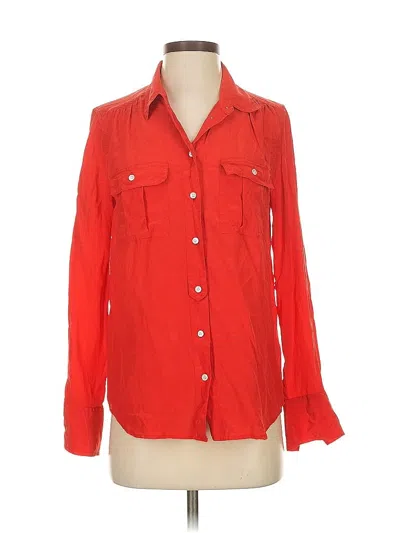 Pre-owned Jcrew Long Sleeve Silk Top Red Square Neckline Tops