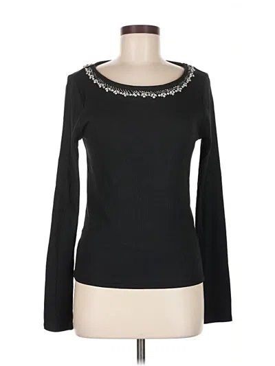 Pre-owned Jcrew Long Sleeve Top Black Boatneck Tops