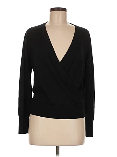 Pre-owned Jcrew Long Sleeve Top Black Plunge Neckline Tops
