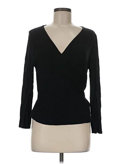 Pre-owned Jcrew Long Sleeve Top Black Plunge Neckline Tops