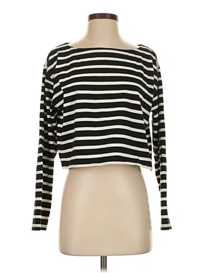 Pre-owned Jcrew Long Sleeve Top Black Stripes Pattern Boatneck Tops