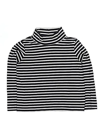 Pre-owned Jcrew Kids' Long Sleeve Top Black Stripes Pattern Turtleneck Tops