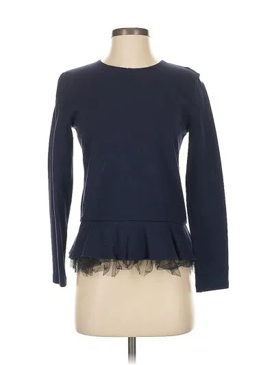 Pre-owned Jcrew Long Sleeve Top Blue Crew Neck Tops