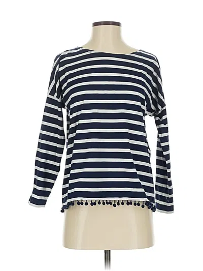 Pre-owned Jcrew Long Sleeve Top Blue Stripes Pattern Boatneck Tops