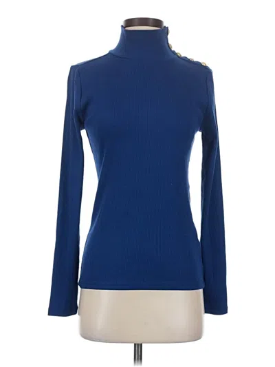 Pre-owned Jcrew Long Sleeve Top Blue Turtleneck Tops
