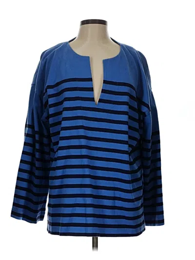 Jcrew Long Sleeve Top Blue V Neck Tops In Multi