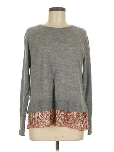 Pre-owned Jcrew Long Sleeve Top Gray Crew Neck Tops