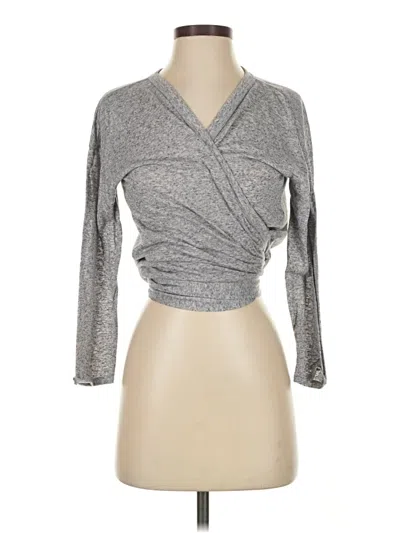 Pre-owned Jcrew Long Sleeve Top Gray Plunge Neckline Tops
