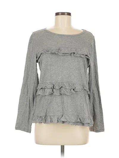 Pre-owned Jcrew Long Sleeve Top Gray Ruffles Neckline Tops