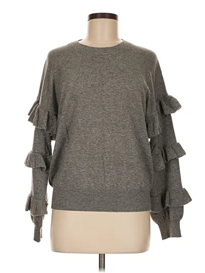 Pre-owned Jcrew Long Sleeve Top Gray Ruffles Neckline Tops