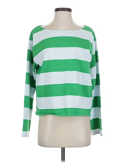 Pre-owned Jcrew Long Sleeve Top Green Boatneck Tops
