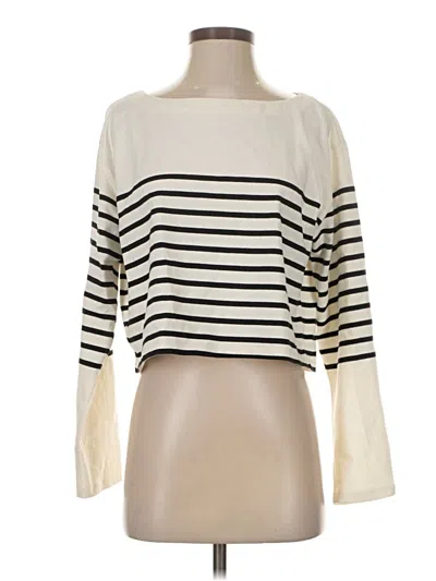 Pre-owned Jcrew Long Sleeve Top Ivory Boatneck Tops In White